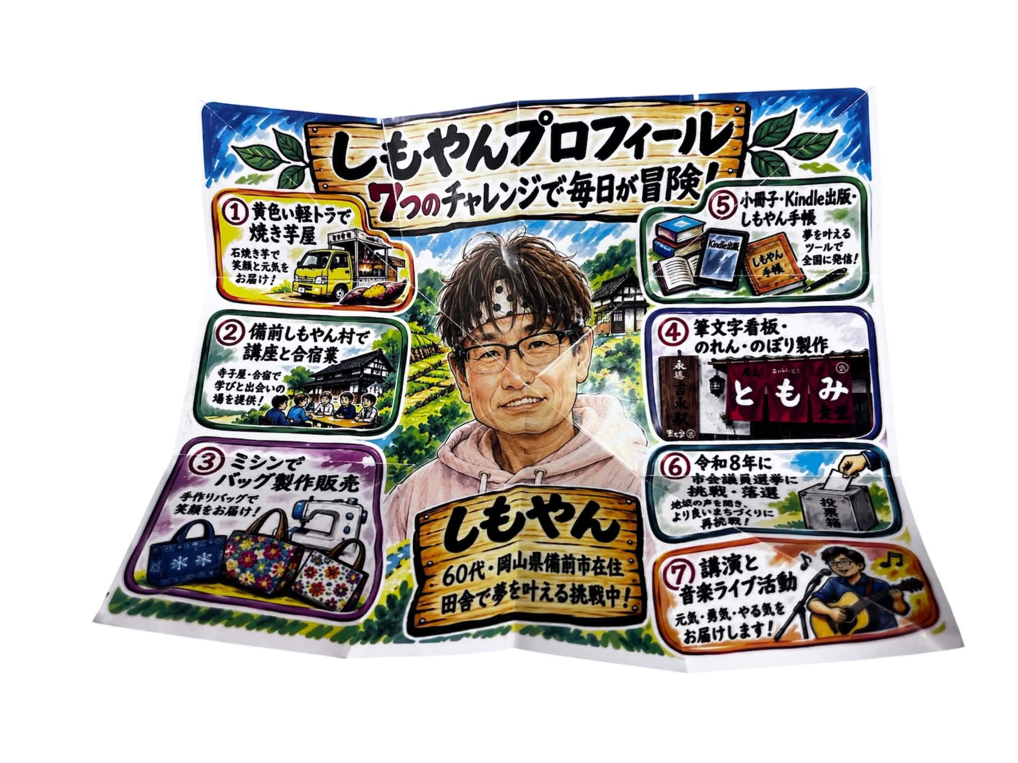 全面に開いた広がる名刺